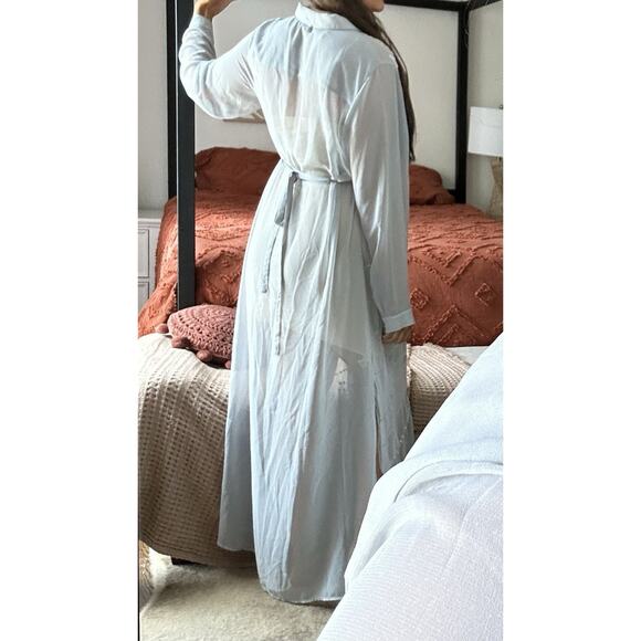 Soft Surroundings Ibiza Embroidered Gray Chiffon Maxi Dress Size Large - Picture 5 of 7